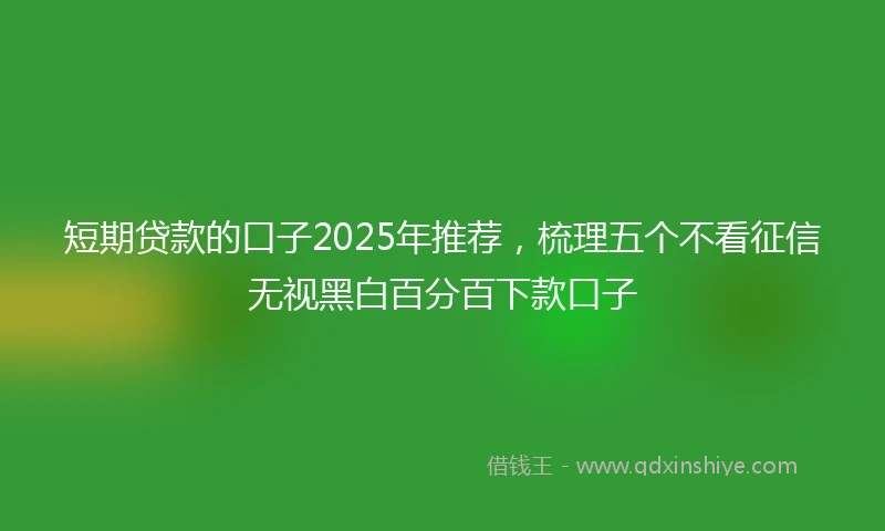 短期贷款的口子2025年推荐，梳理五个不看征信无视黑白百分百下款口子