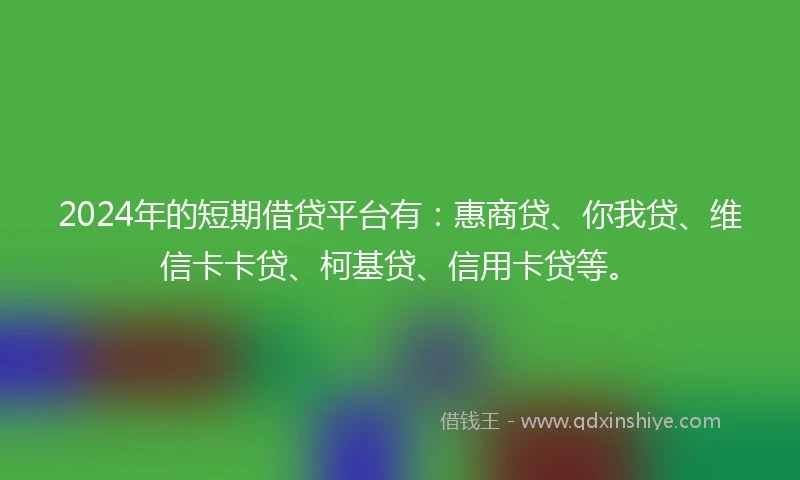 2024年的短期借贷平台有：惠商贷、你我贷、维信卡卡贷、柯基贷、信用卡贷等。