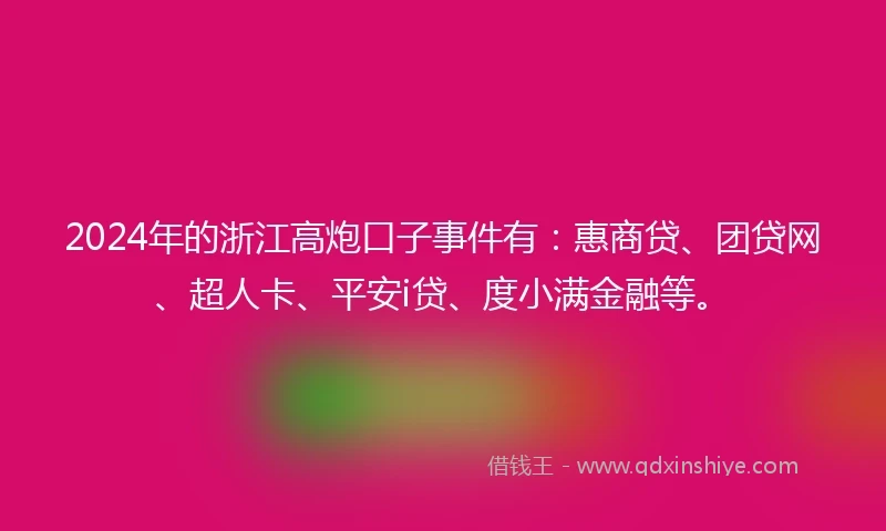 2024年的浙江高炮口子事件有：惠商贷、团贷网、超人卡、平安i贷、度小满金融等。