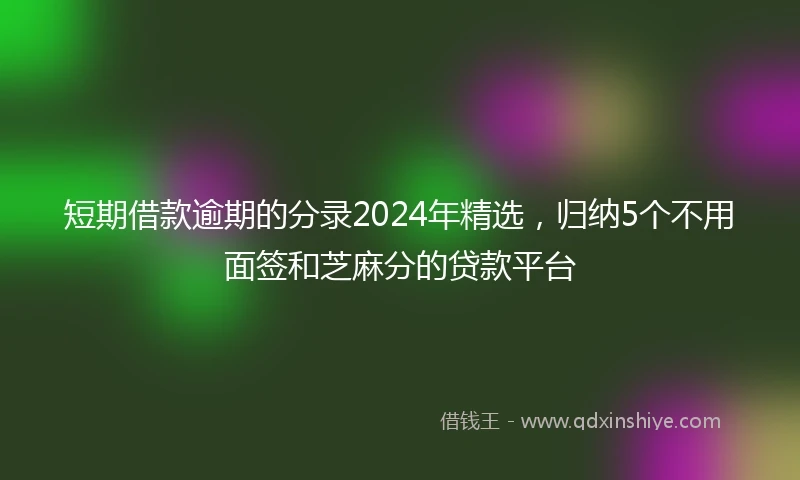 短期借款逾期的分录2024年精选，归纳5个不用面签和芝麻分的贷款平台