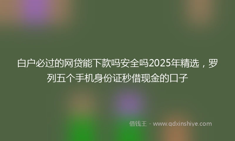 白户必过的网贷能下款吗安全吗2025年精选，罗列五个手机身份证秒借现金的口子