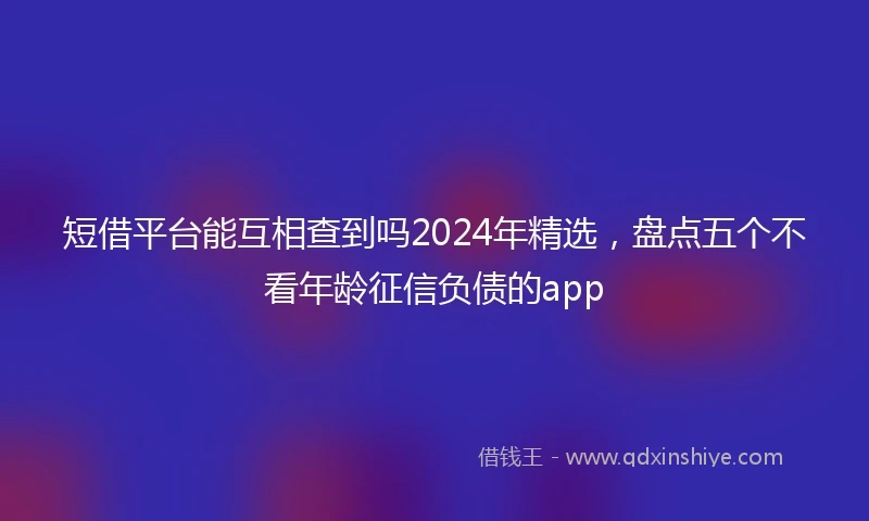 短借平台能互相查到吗2024年精选，盘点五个不看年龄征信负债的app