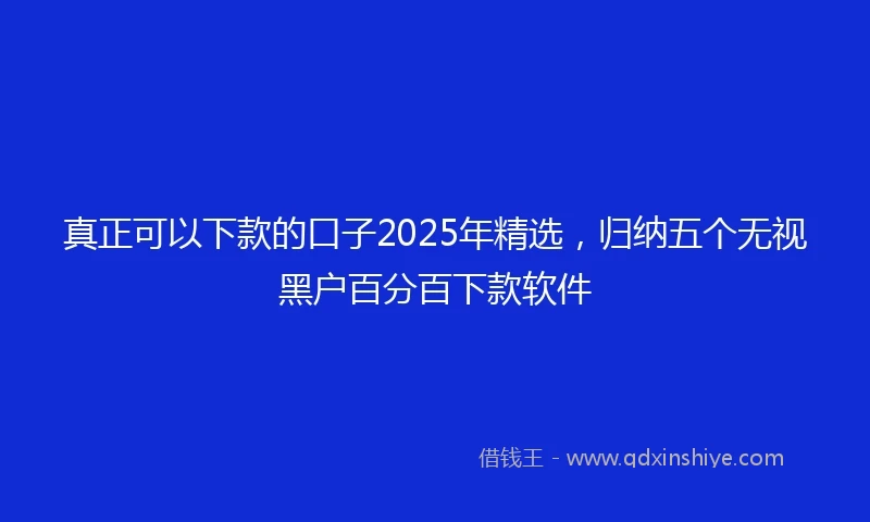 真正可以下款的口子2025年精选，归纳五个无视黑户百分百下款软件
