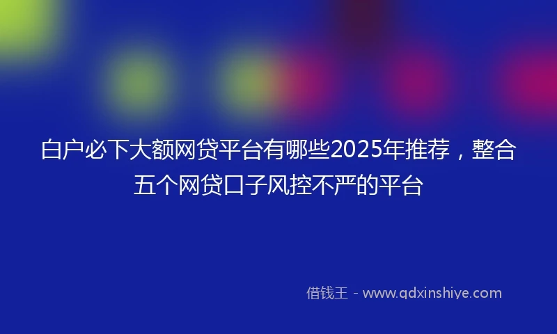 白户必下大额网贷平台有哪些2025年推荐，整合五个网贷口子风控不严的平台