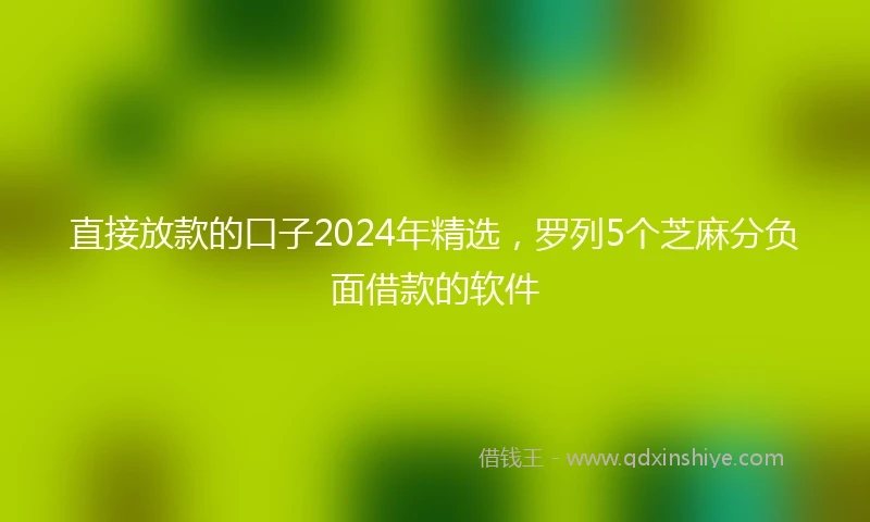 直接放款的口子2024年精选，罗列5个芝麻分负面借款的软件