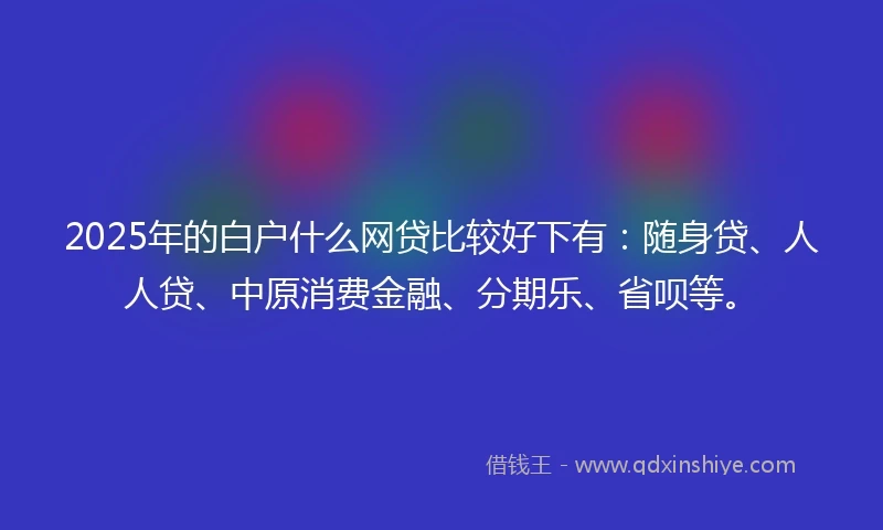 2025年的白户什么网贷比较好下有：随身贷、人人贷、中原消费金融、分期乐、省呗等。