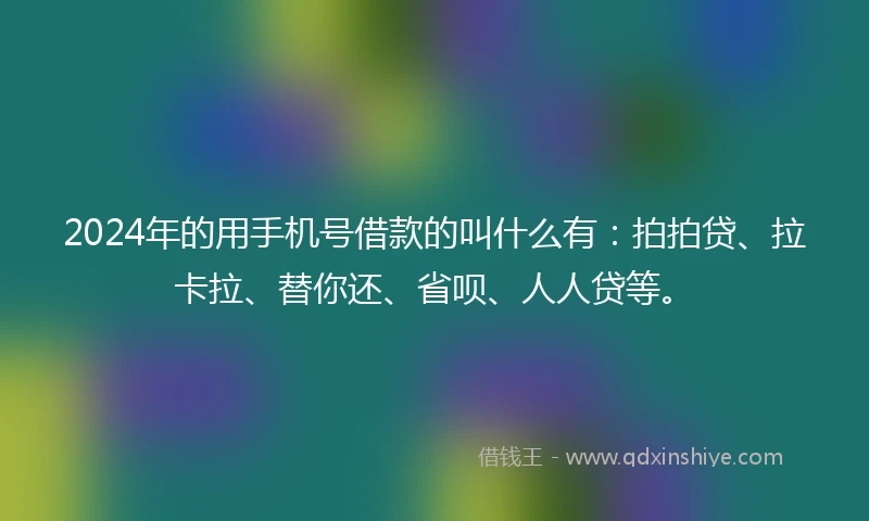 2024年的用手机号借款的叫什么有：拍拍贷、拉卡拉、替你还、省呗、人人贷等。