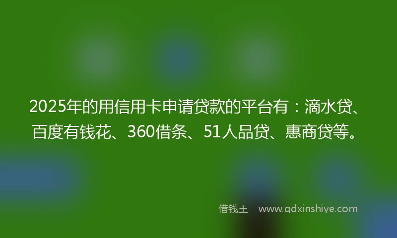 2025年的用信用卡申请贷款的平台有：滴水贷、百度有钱花、360借条、51人品贷、惠商贷等。