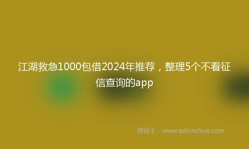 江湖救急1000包借2024年推荐，整理5个不看征信查询的app