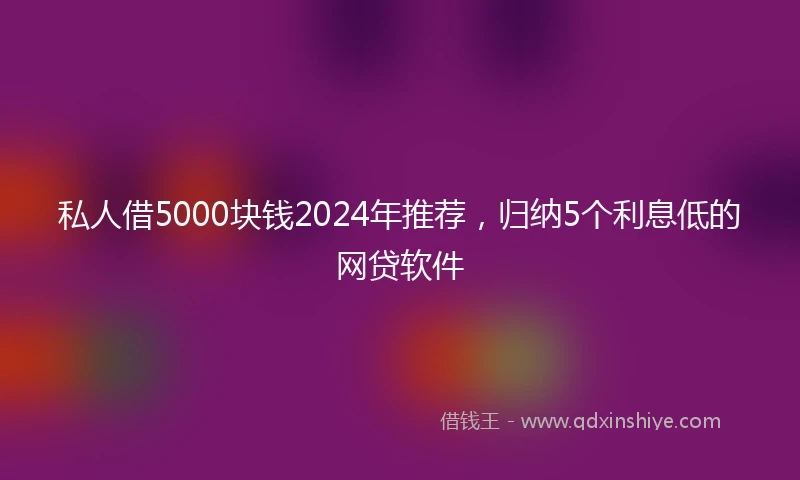 私人借5000块钱2024年推荐，归纳5个利息低的网贷软件