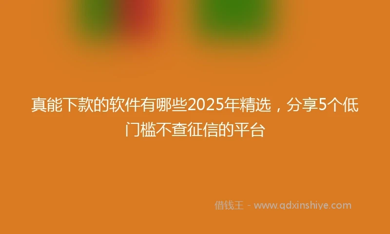 真能下款的软件有哪些2025年精选，分享5个低门槛不查征信的平台