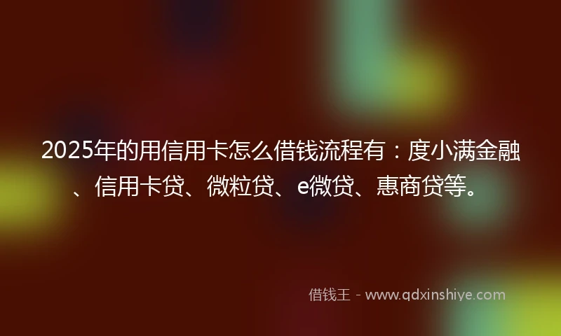 2025年的用信用卡怎么借钱流程有：度小满金融、信用卡贷、微粒贷、e微贷、惠商贷等。