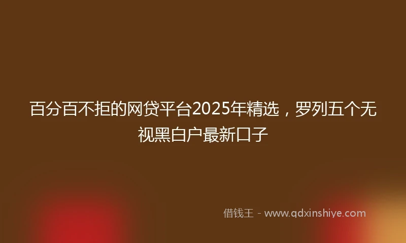 百分百不拒的网贷平台2025年精选，罗列五个无视黑白户最新口子