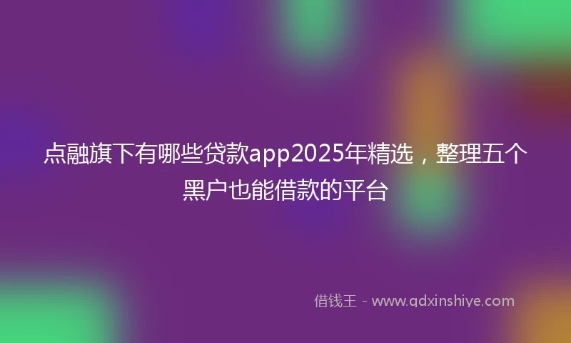 点融旗下有哪些贷款app2025年精选，整理五个黑户也能借款的平台