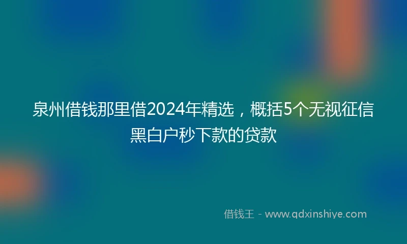 泉州借钱那里借2024年精选，概括5个无视征信黑白户秒下款的贷款