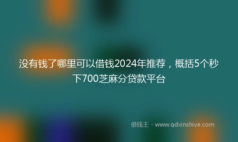 没有钱了哪里可以借钱2024年推荐，概括5个秒下700芝麻分贷款平台