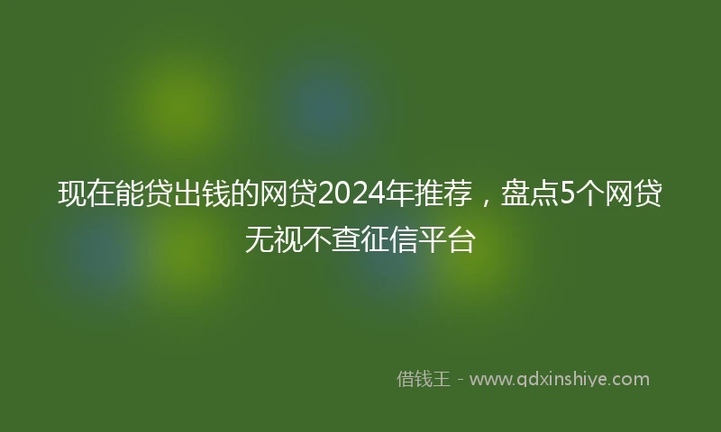 现在能贷出钱的网贷2024年推荐，盘点5个网贷无视不查征信平台