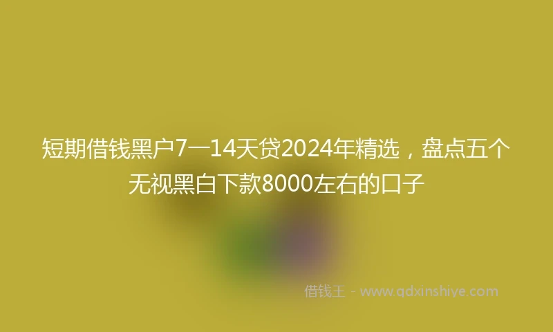 短期借钱黑户7一14天贷2024年精选，盘点五个无视黑白下款8000左右的口子
