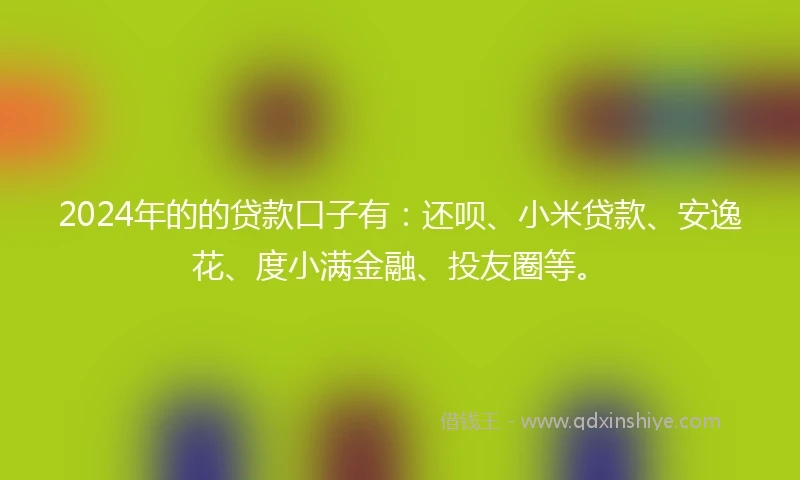 2024年的的贷款口子有：还呗、小米贷款、安逸花、度小满金融、投友圈等。
