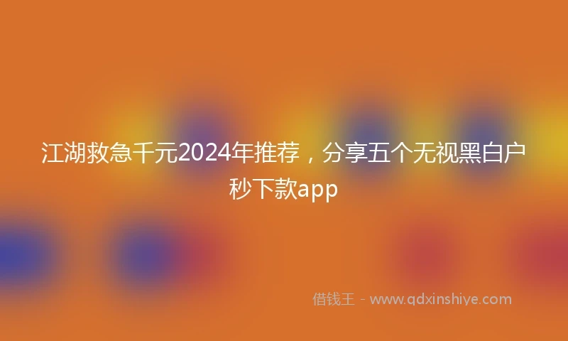 江湖救急千元2024年推荐，分享五个无视黑白户秒下款app