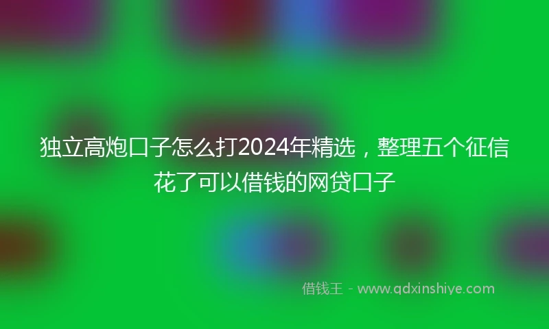 独立高炮口子怎么打2024年精选，整理五个征信花了可以借钱的网贷口子
