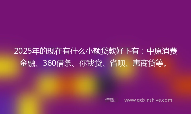 2025年的现在有什么小额贷款好下有：中原消费金融、360借条、你我贷、省呗、惠商贷等。