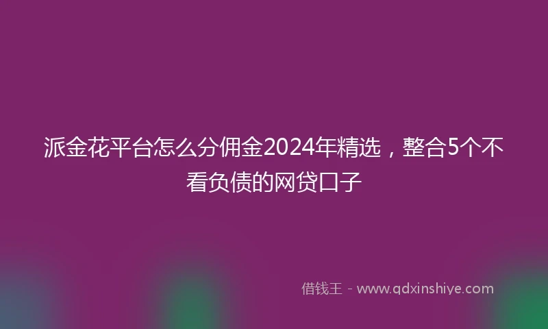 派金花平台怎么分佣金2024年精选，整合5个不看负债的网贷口子