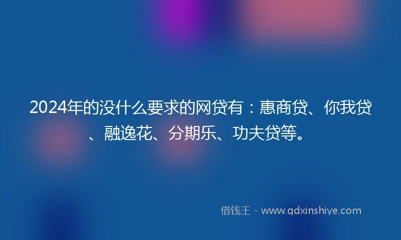 2024年的没什么要求的网贷有：惠商贷、你我贷、融逸花、分期乐、功夫贷等。