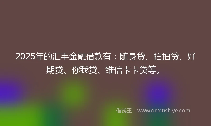 2025年的汇丰金融借款有：随身贷、拍拍贷、好期贷、你我贷、维信卡卡贷等。