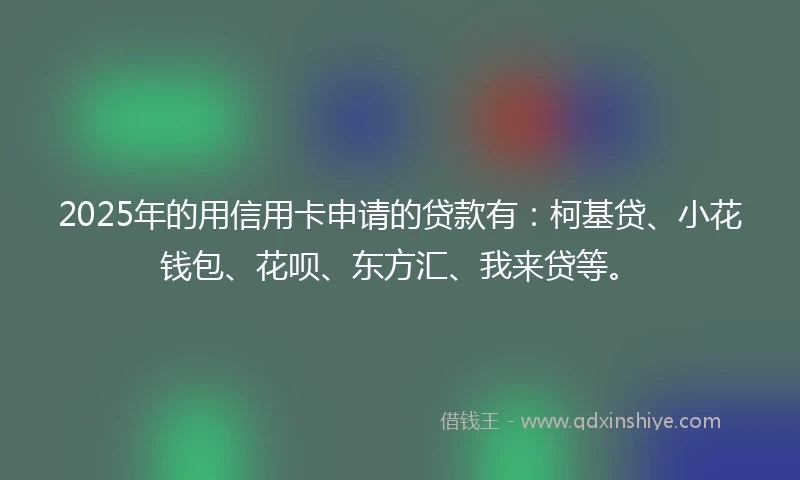 2025年的用信用卡申请的贷款有：柯基贷、小花钱包、花呗、东方汇、我来贷等。