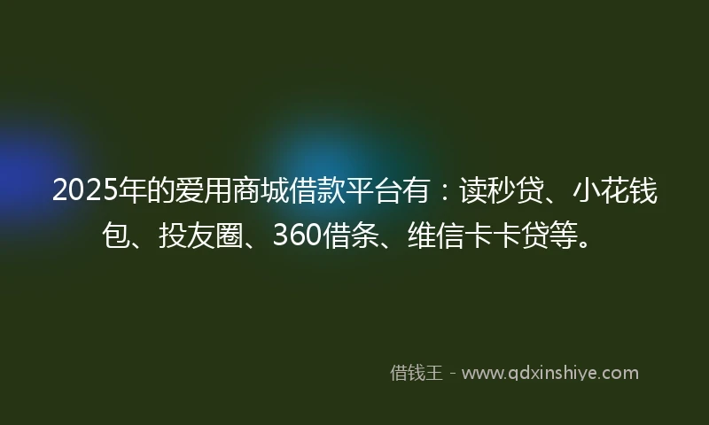 2025年的爱用商城借款平台有:读秒贷、小花钱包、投友圈、360借条、维信卡卡贷等。