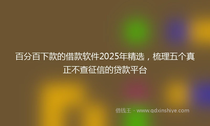 百分百下款的借款软件2025年精选，梳理五个真正不查征信的贷款平台