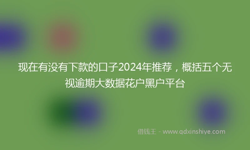 现在有没有下款的口子2024年推荐，概括五个无视逾期大数据花户黑户平台