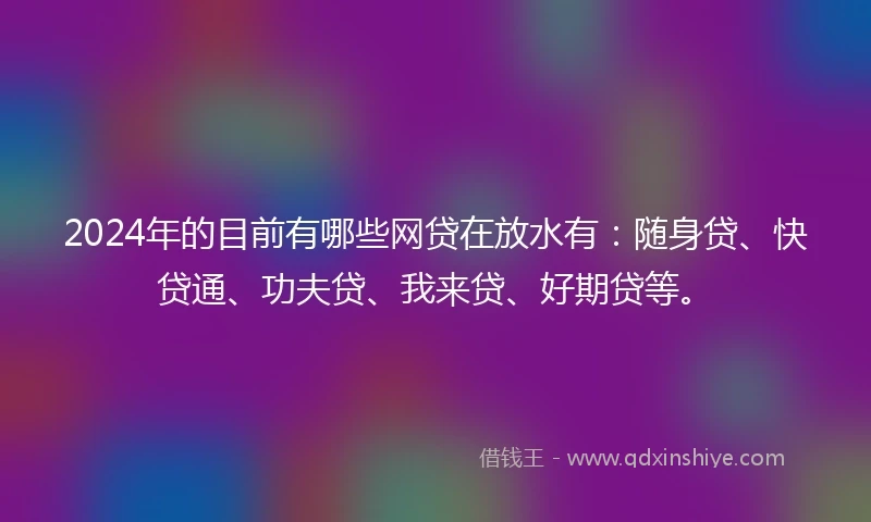 2024年的目前有哪些网贷在放水有：随身贷、快贷通、功夫贷、我来贷、好期贷等。