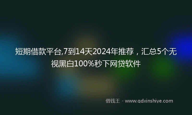 短期借款平台,7到14天2024年推荐，汇总5个无视黑白100%秒下网贷软件