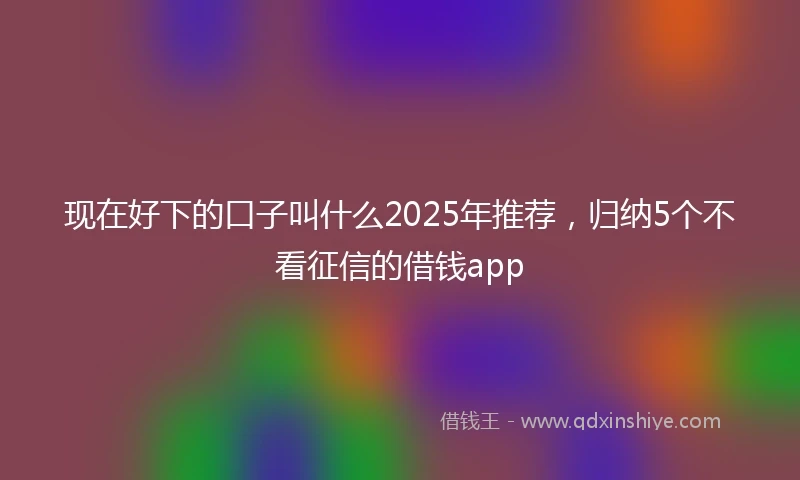 现在好下的口子叫什么2025年推荐，归纳5个不看征信的借钱app