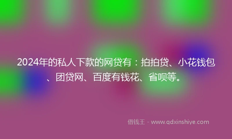 2024年的私人下款的网贷有：拍拍贷、小花钱包、团贷网、百度有钱花、省呗等。