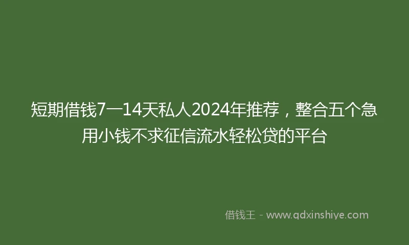 短期借钱7一14天私人2024年推荐，整合五个急用小钱不求征信流水轻松贷的平台