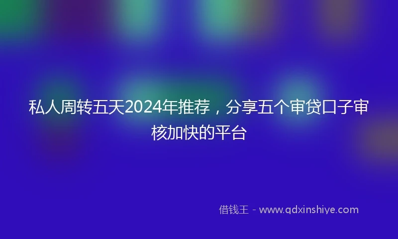 私人周转五天2024年推荐，分享五个审贷口子审核加快的平台