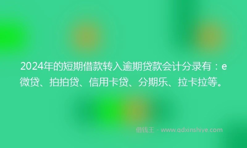 2024年的短期借款转入逾期贷款会计分录有：e微贷、拍拍贷、信用卡贷、分期乐、拉卡拉等。