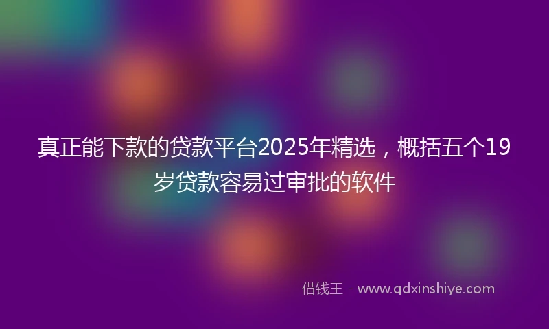 真正能下款的贷款平台2025年精选，概括五个19岁贷款容易过审批的软件