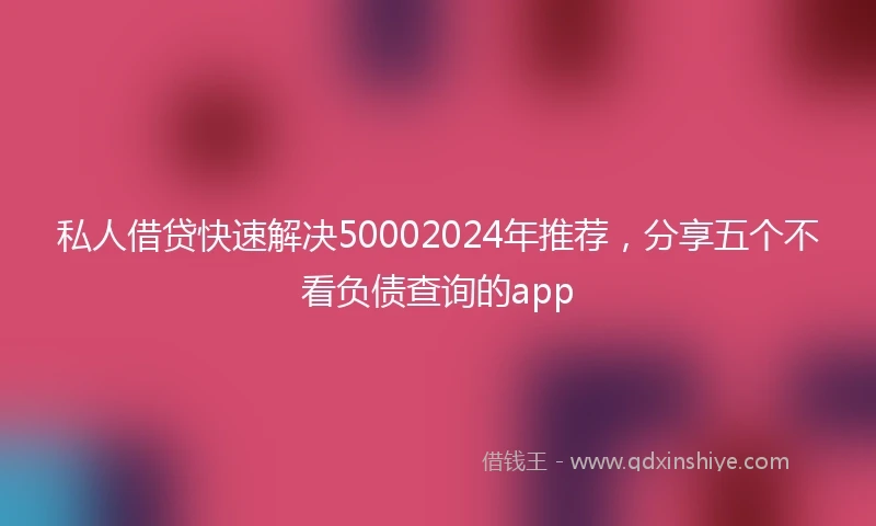 私人借贷快速解决50002024年推荐，分享五个不看负债查询的app
