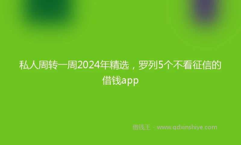 私人周转一周2024年精选，罗列5个不看征信的借钱app