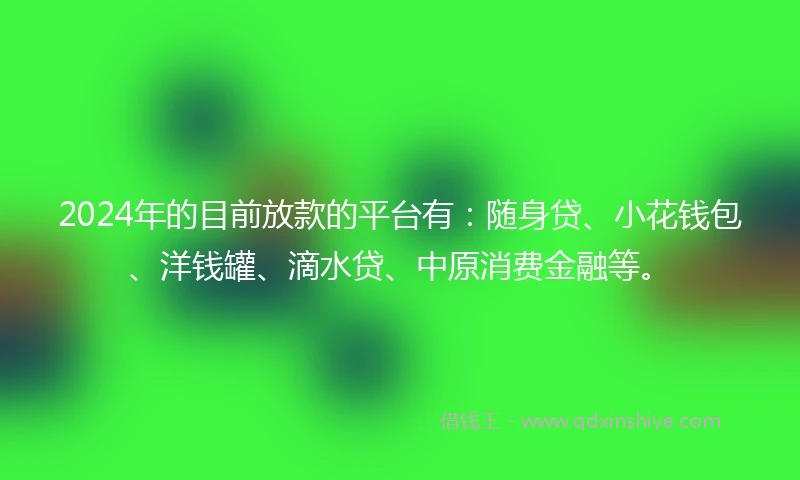 2024年的目前放款的平台有：随身贷、小花钱包、洋钱罐、滴水贷、中原消费金融等。
