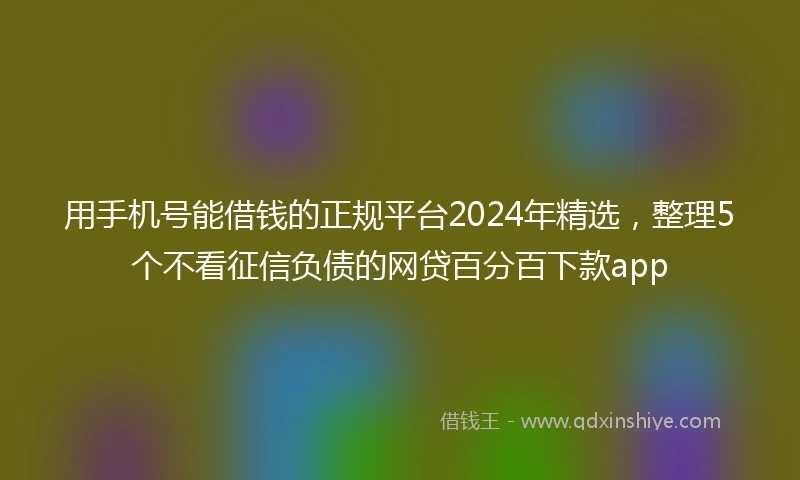 用手机号能借钱的正规平台2024年精选，整理5个不看征信负债的网贷百分百下款app