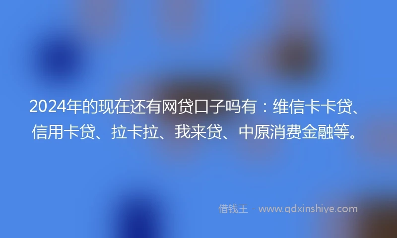 2024年的现在还有网贷口子吗有：维信卡卡贷、信用卡贷、拉卡拉、我来贷、中原消费金融等。