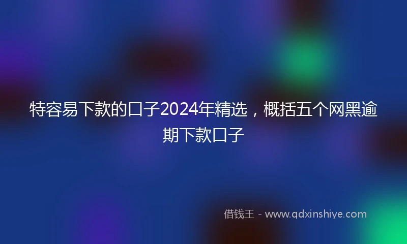 特容易下款的口子2024年精选，概括五个网黑逾期下款口子