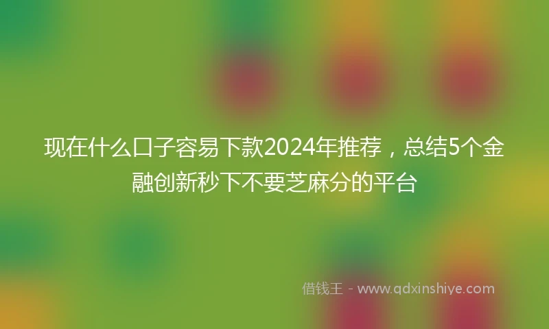 现在什么口子容易下款2024年推荐，总结5个金融创新秒下不要芝麻分的平台