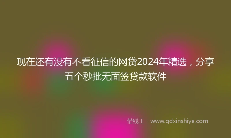 现在还有没有不看征信的网贷2024年精选，分享五个秒批无面签贷款软件