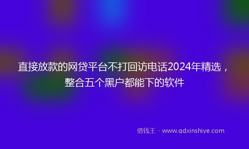 直接放款的网贷平台不打回访电话2024年精选，整合五个黑户都能下的软件